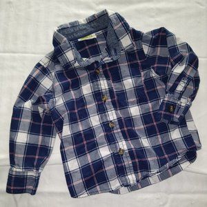 EUC 12-18M blue plaid shirt